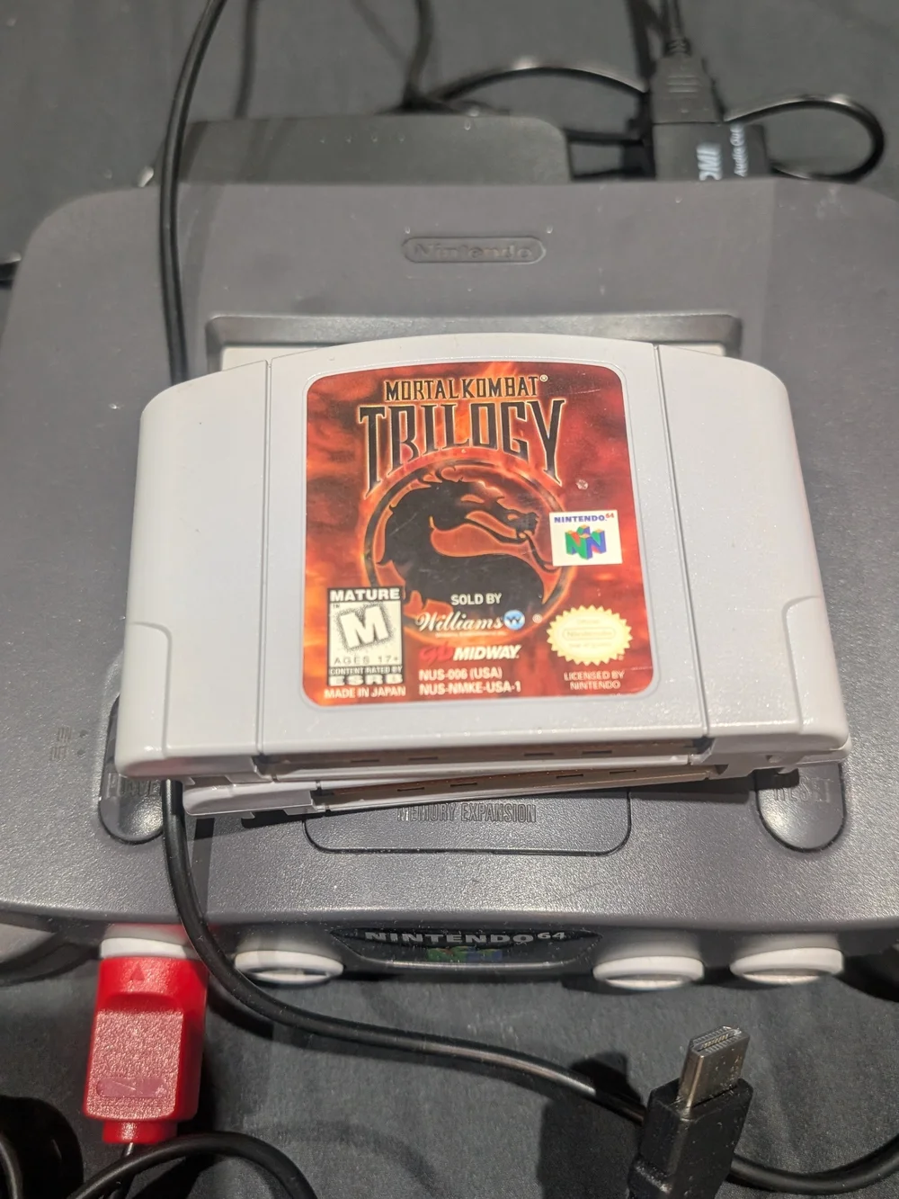 Nintendo N64 Console with Red and Blue Controllers